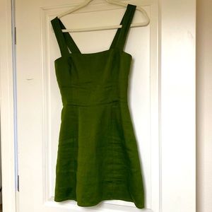 REFORMATION Brigitte Linen Dress, Moss Size 6